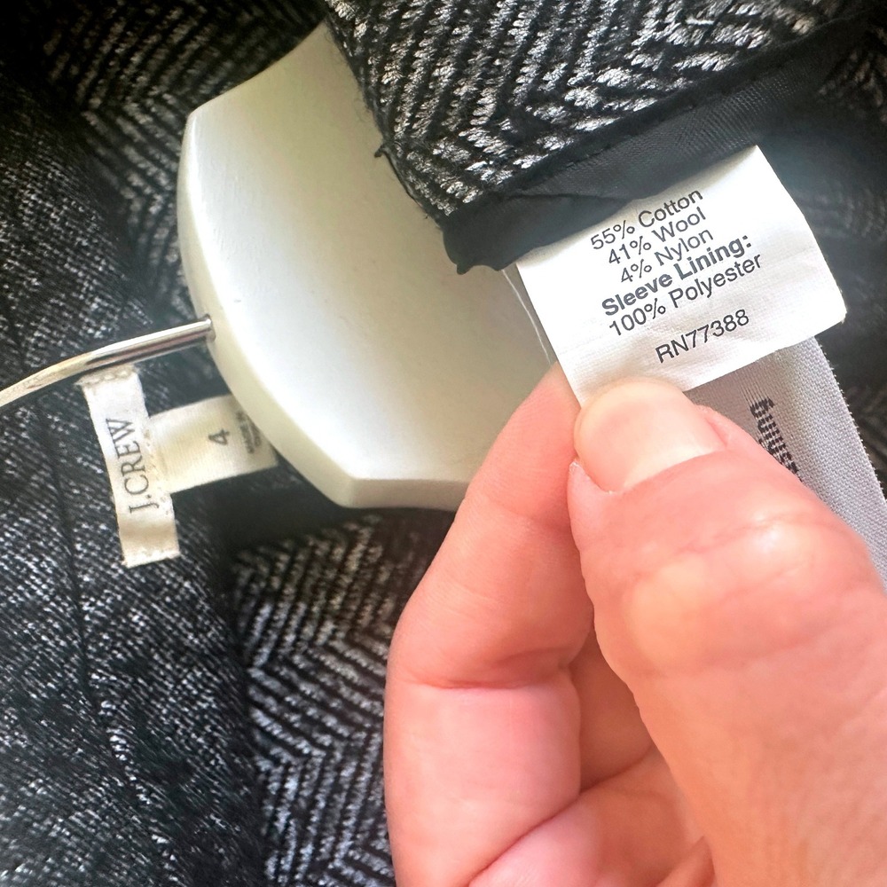 J. Crew Wool Marled Gray Black Thandie‎ Double Breasted Blazer Jacket Preppy 4 - Picture 7 of 7